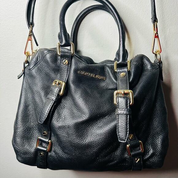 MICHAEL KORS Weston Black Leather Shoulder Satchel Zip Up Tassel Handbag - Picture 11 of 15